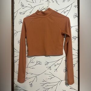 Romwe cropped orange long sleeve shirt